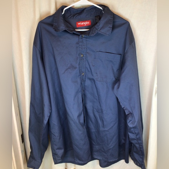 Blue Wrangler Long Sleeve Button Up Shirt Men’s 2XL VGUC - Picture 1 of 5